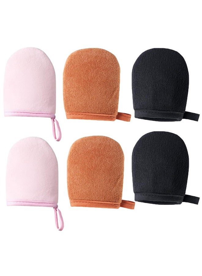 مجموعة من 6 قفازات لتطبيق تان بدون إبهام ومحمولة وصغيرة مصنوعة من الألياف الدقيقة لتطبيق كريم أو موس التسمير الذاتي أو لوشن التسمير الذاتي بدون شمس - Image 1